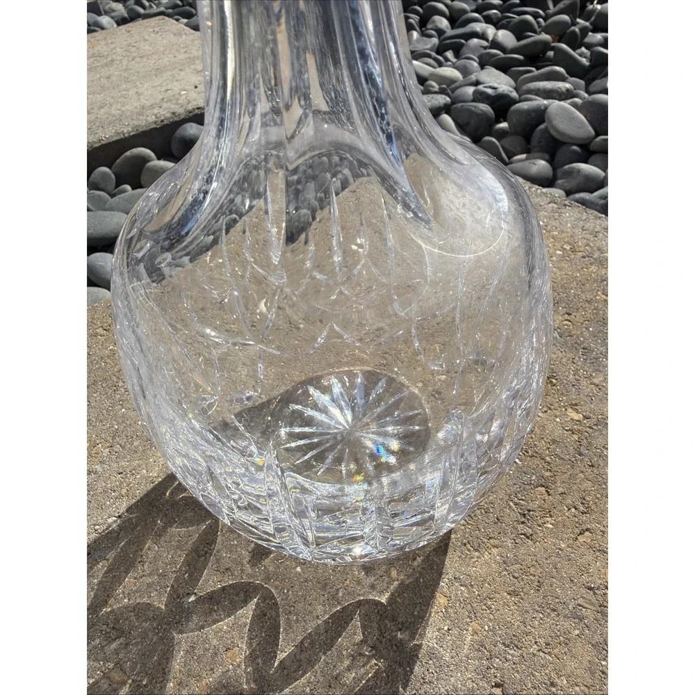 Fine Atlantis Cut Crystal Decanter Faceted w/ Cut Stopper Signed -‎ 10 1/4
